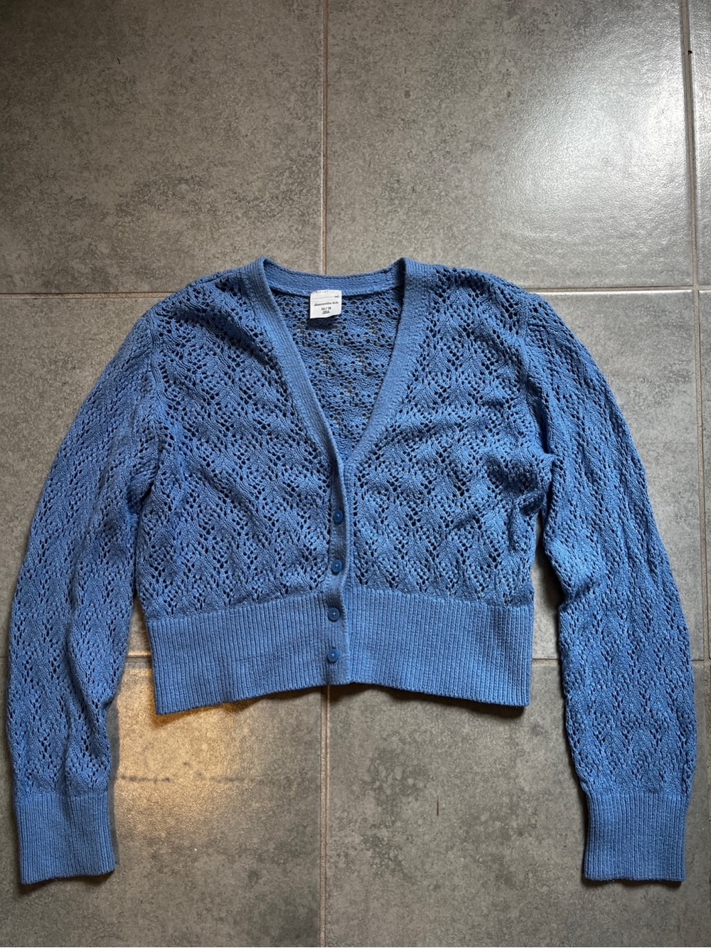 abercrombie kids Blue Open-Knit V-Neck Cardigan